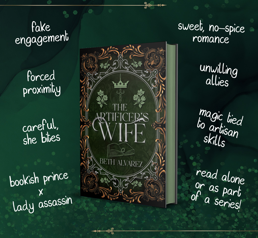 A list of trope descriptions surrounding the premium hardcover edition. The book has green page edges that match the cover.